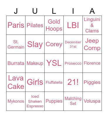BDAY BASH BINGO Card