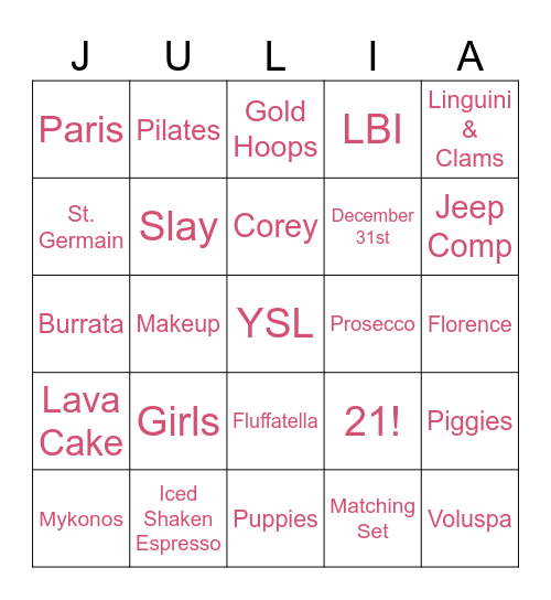 BDAY BASH BINGO Card