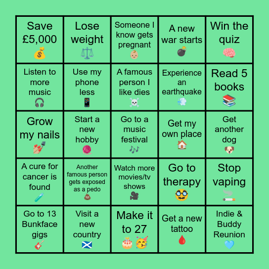 ✨ 2025 Life Bingo ✨ Bingo Card