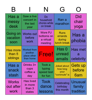 Get To Know You Bingo Card