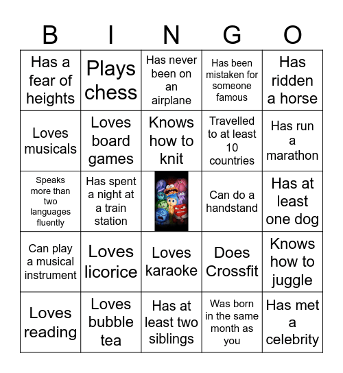 Get to know each other Bingo Card