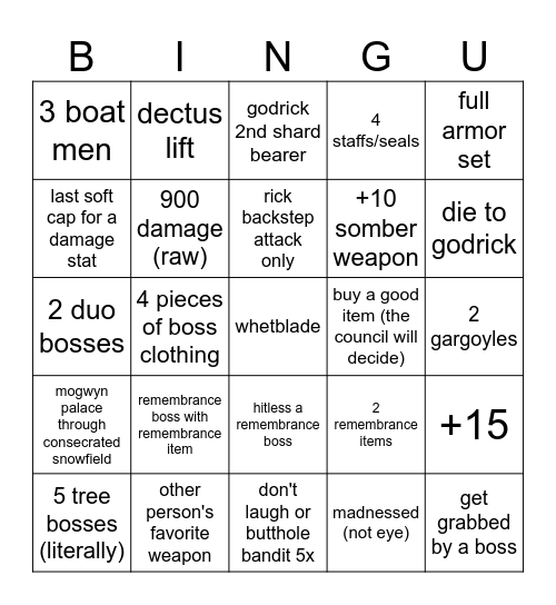 SHMUNGUS Bingo Card