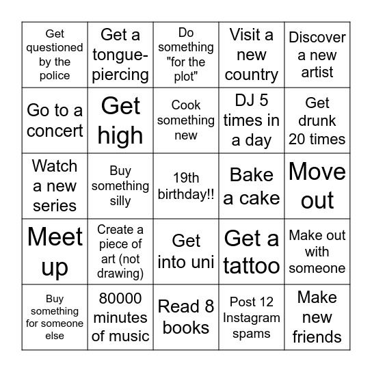 2025 Bingo Card