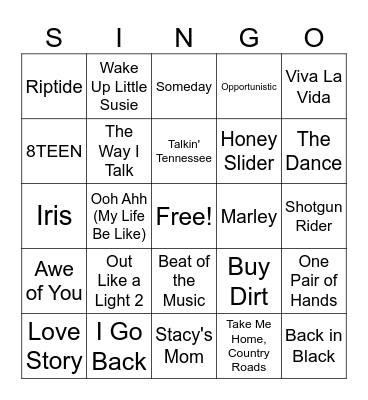Kjellberg Family Singo Bingo Card