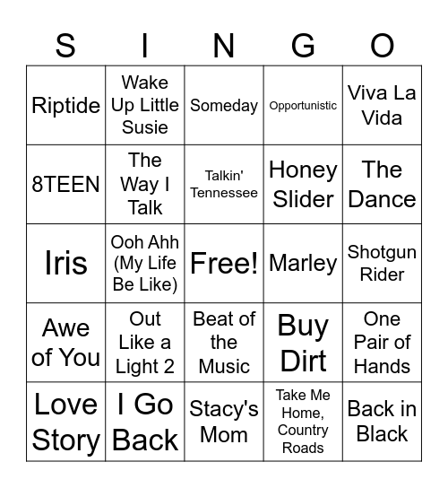Kjellberg Family Singo Bingo Card