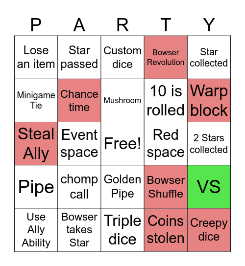 Mario Party Jamboree Bingo Card