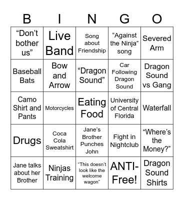 Miami Connection - Round 1 Bingo Card