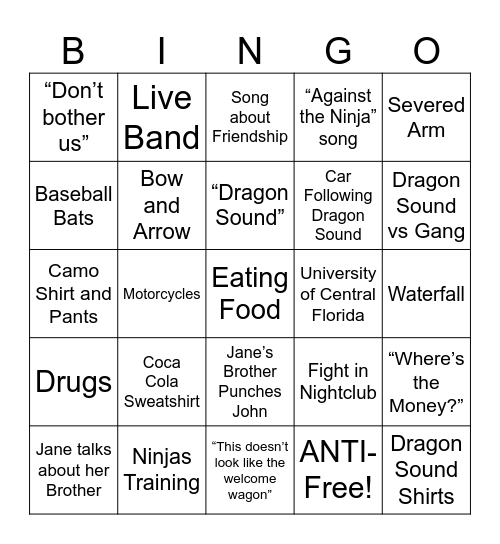 Miami Connection - Round 1 Bingo Card