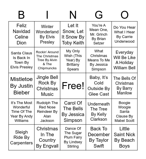 Final Christmas Bingo Card