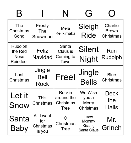 HOLIDAY Bingo Card