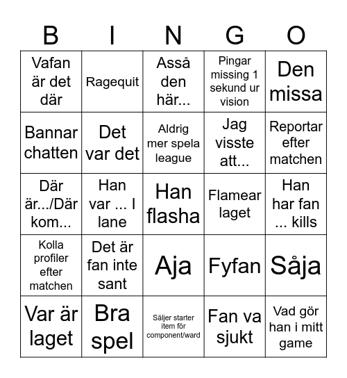 Marre Bingo Card