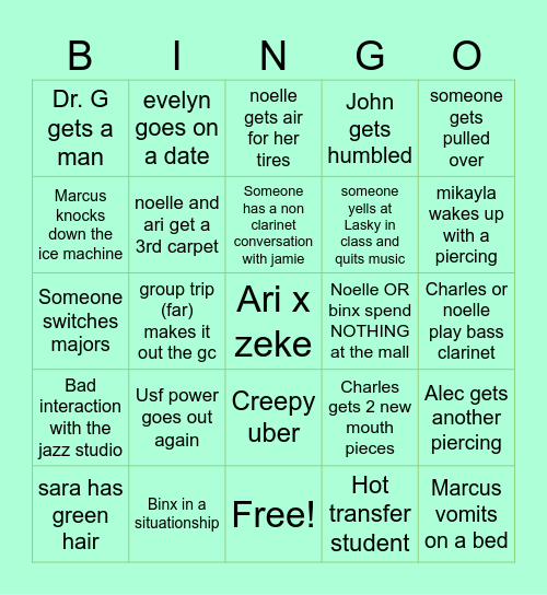 Girls Gays & Charles Bingo Card