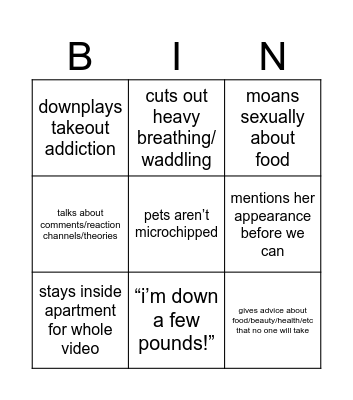 Amber Bingo ᵔ ᵕ ᵔ Bingo Card