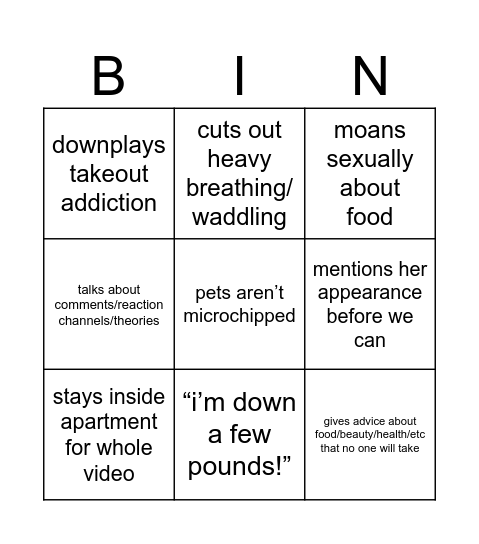 Amber Bingo ᵔ ᵕ ᵔ Bingo Card