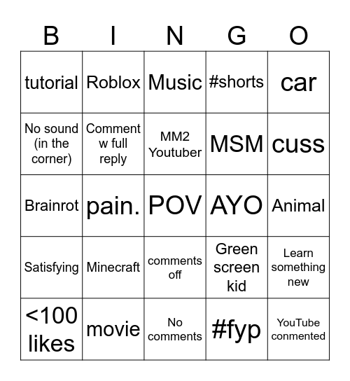 Untitled Bingo Card