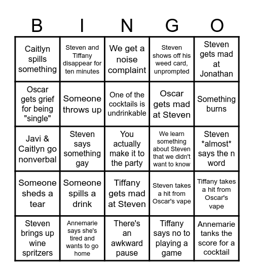 Calles Christmas Party Bingo Card