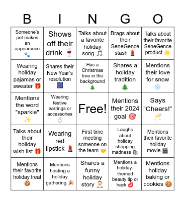 Holiday Laughter & Lipstick Bingo Card