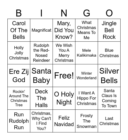 Christmas Bingo Card