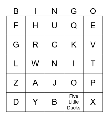 Alphabet Bingo Card