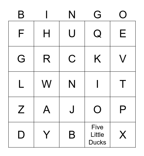 Alphabet Bingo Card