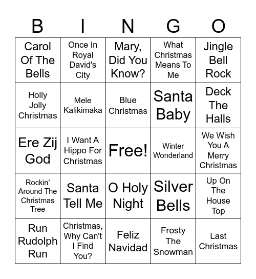 Christmas Bingo Card