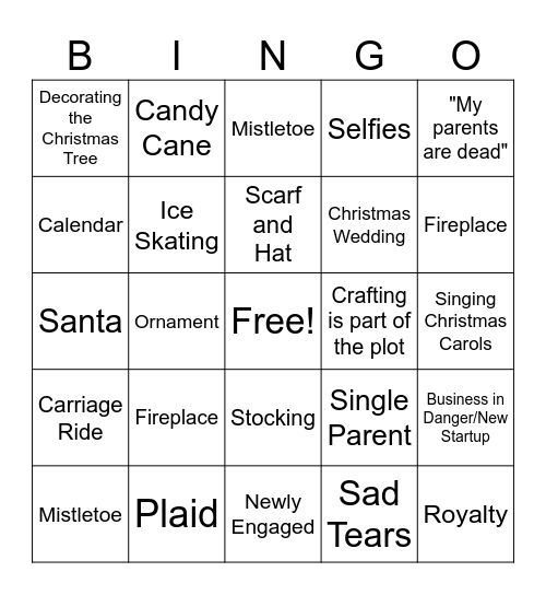 Hallmark Christmas Movie Bingo! Bingo Card