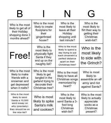 X-Mas Bingo!!! Bingo Card