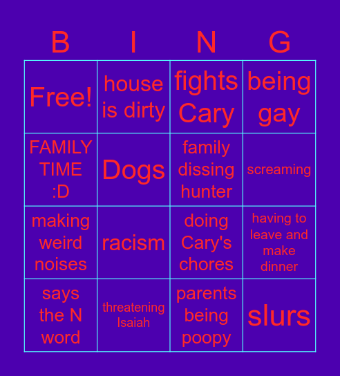 Hunter Bingo Card