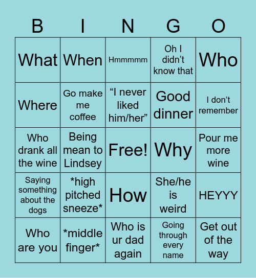 Grandma Christmas Bingo Card