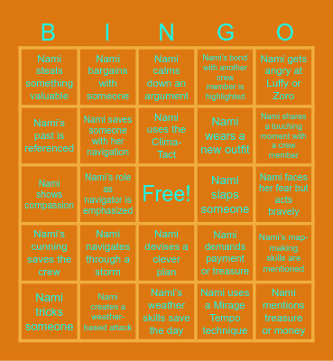 Nami Bingo Card