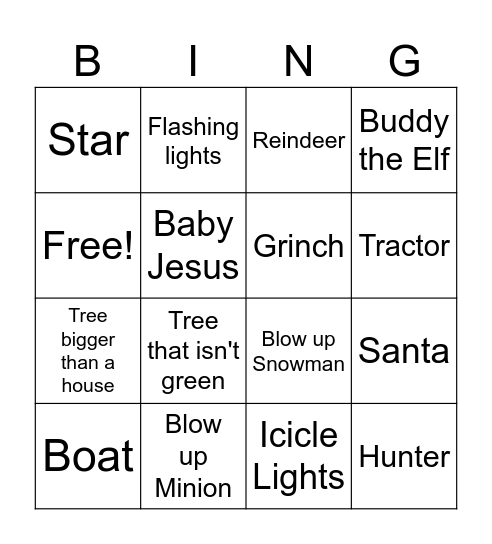 Christmas Light Bingo Card