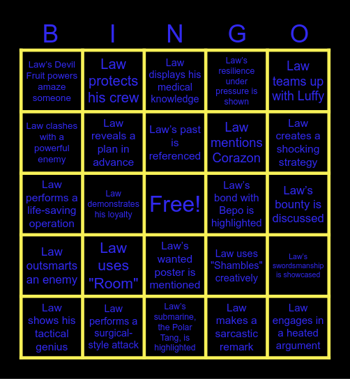 Traffy Bingo Card