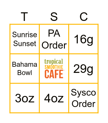 TSC Ultinate Bingo Card