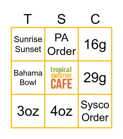 TSC Ultinate Bingo Card