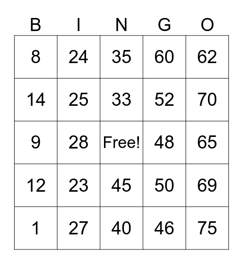 Jessica Seguis Bingo Card