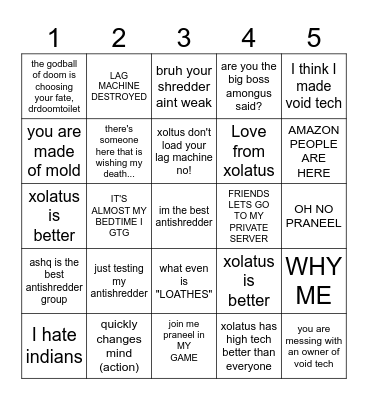 A Bingo Card Bingo Card