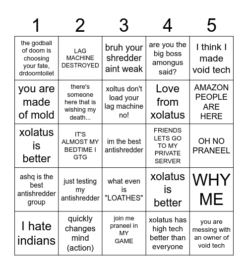 A Bingo Card Bingo Card