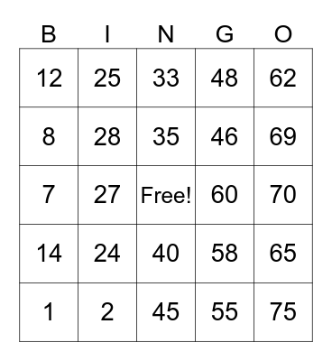 Jessica Seguis Bingo Card