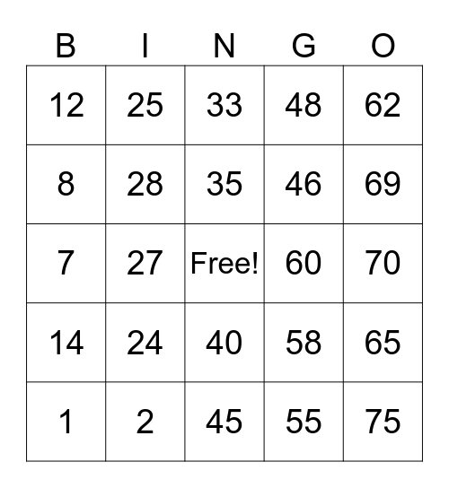 Jessica Seguis Bingo Card