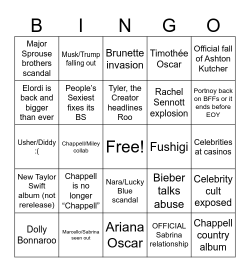 2025 Bingo Card