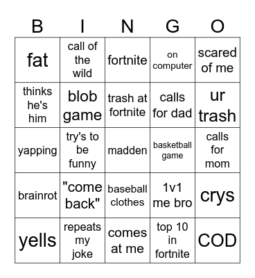 dixon bingo Card