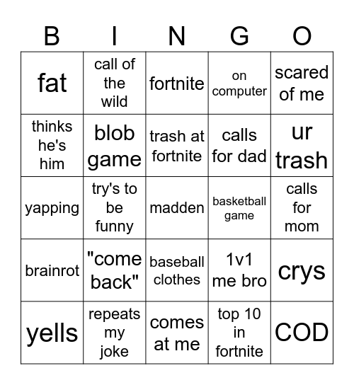 dixon bingo Card