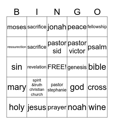 JESUS BIBLE BINGO Card