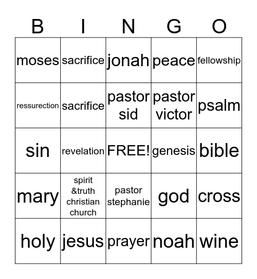 JESUS BIBLE BINGO Card