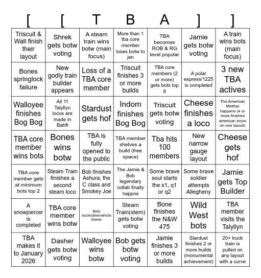 TBA 2025 Bingo Card