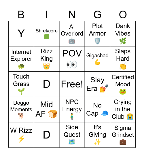 2024 Meme Bingo Card