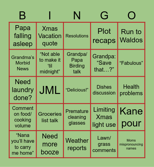 Xmas 2024 Bingo Card