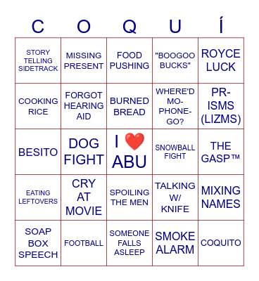 Christmas Coquí Bingo Card