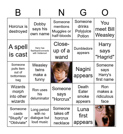 Harry Potter and the Deathly Hallows Pt 1 Bingo Card