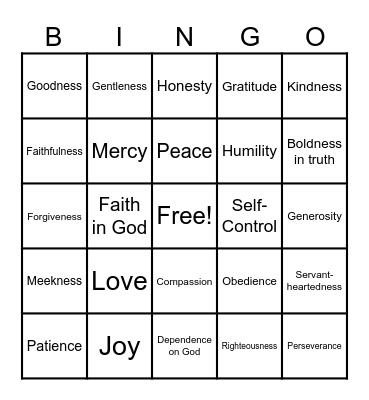 Live Like Jesus Bingo Card
